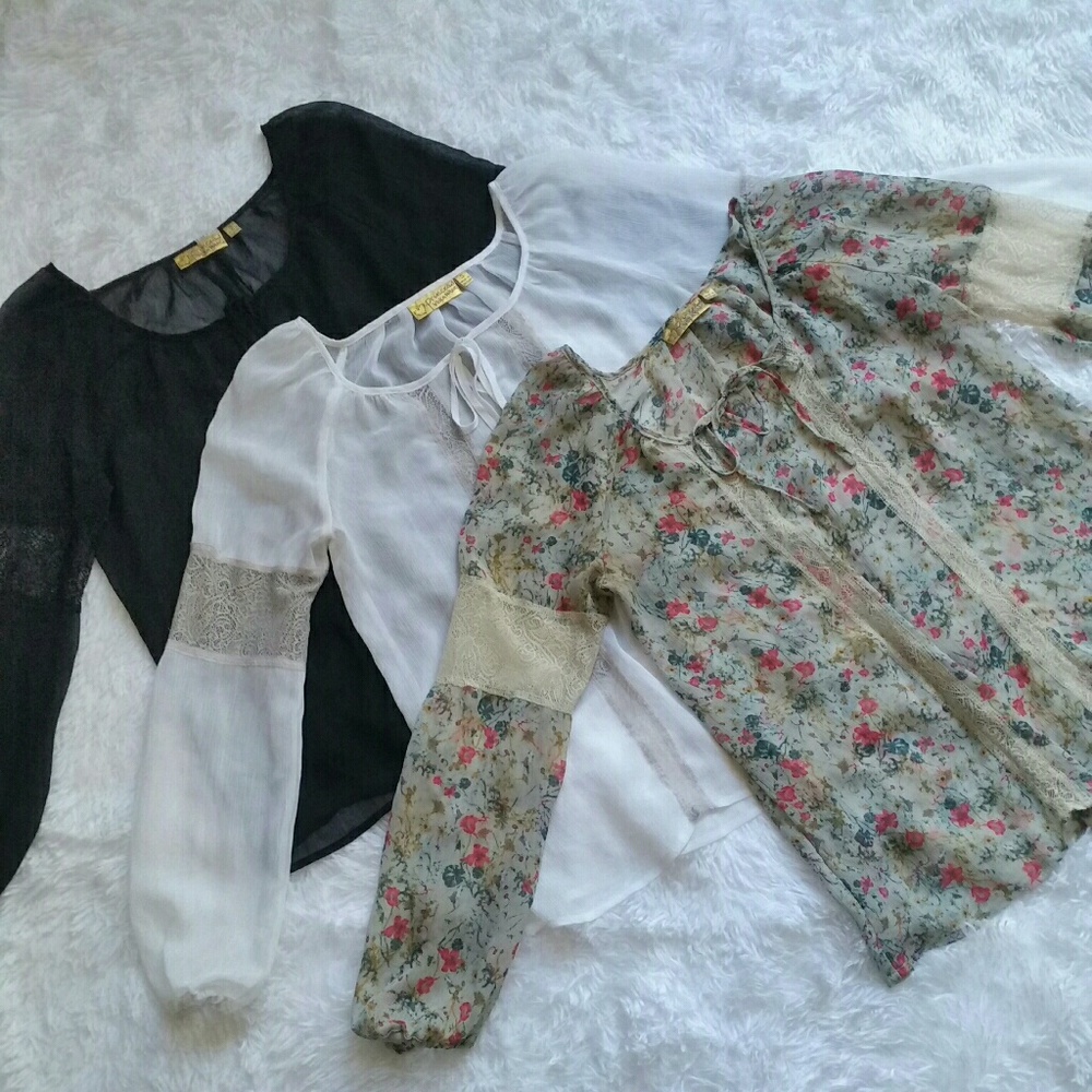Princess Vera Wang Floral Lace Peasant Tops